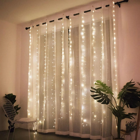 remote Lights Curtain Garland Merry Christmas Decorations