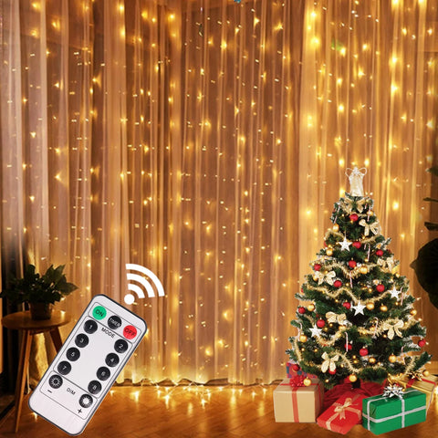 remote Lights Curtain Garland Merry Christmas Decorations